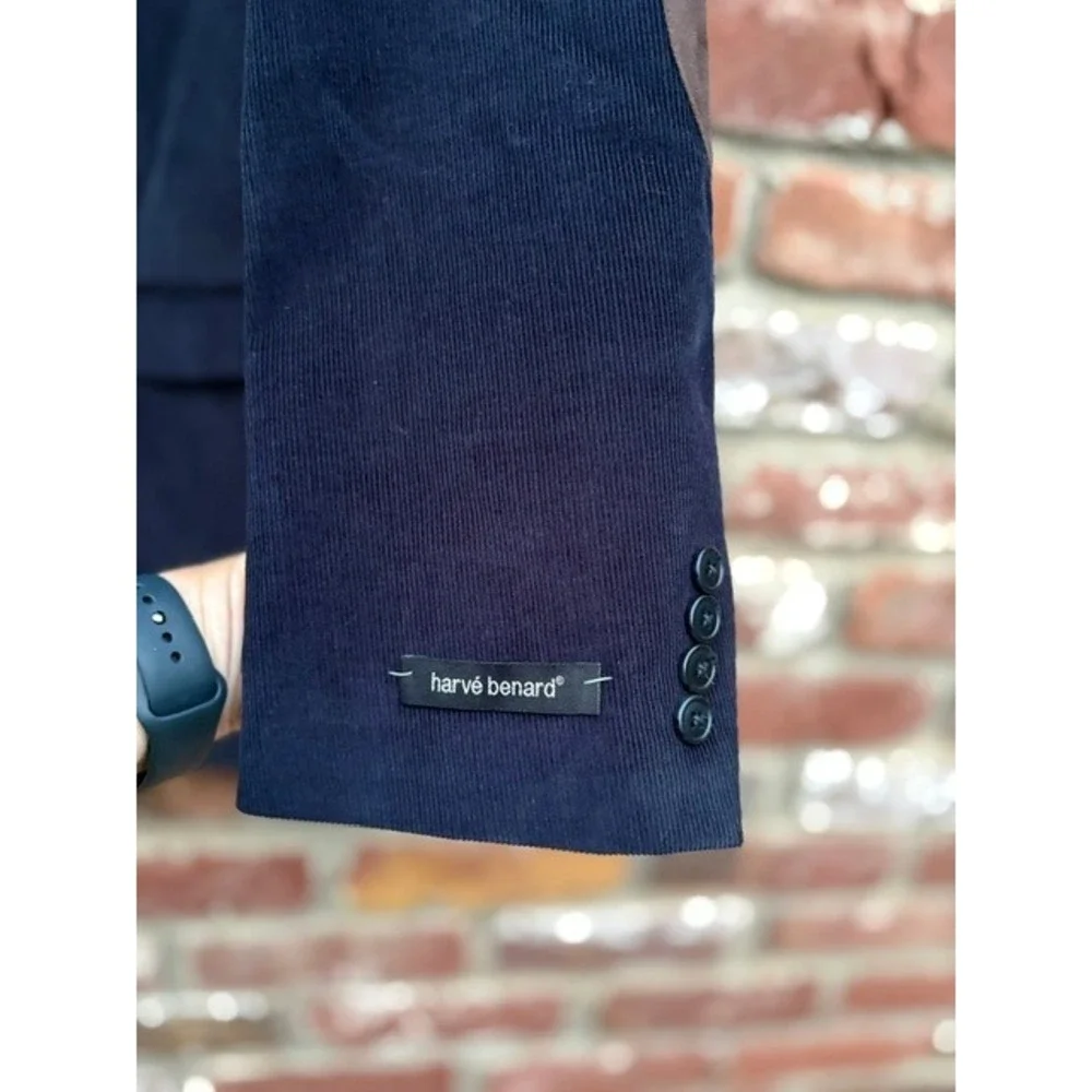 Harve Benard Mens Navy Corduroy Sport Coat Blazer Elbow Patches 48 Long NEW